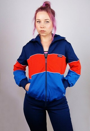 VINTAGE 80'S RETRO FRONT ZIP JUMPSUIT AND TRACK JACKET