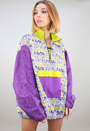 VINTAGE 1/4 ZIP OVERSIZED FESTIVAL SHELL WINDBREAKER JACKET
