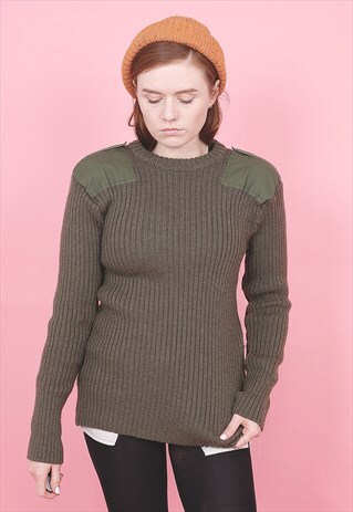 VINTAGE GREEN MILITARY ARMY JUMPER /R14148