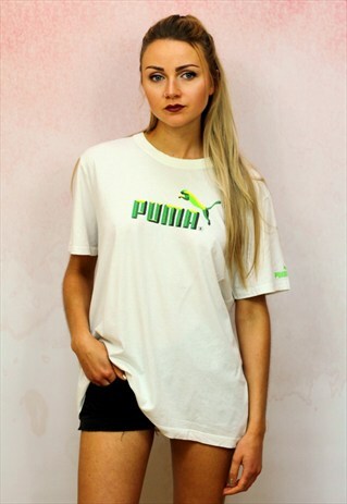 1990S VINTAGE WHITE AND GREEN OVERSIZED T-SHIRT