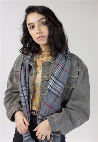 VINTAGE GREY PATTERNED SCARF