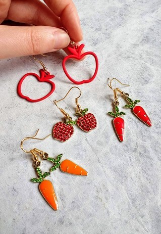 4 PAIR SET FRUIT AND VEG EARRINGS
