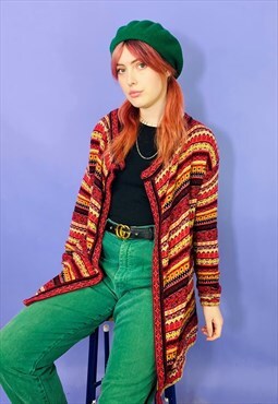 Vintage 90s Knit Button Up Embroidered Cardigan