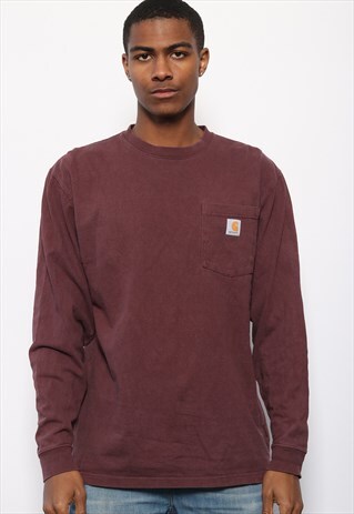 VINTAGE CARHARTT LONG SLEEVED T-SHIRT BURGUNDY