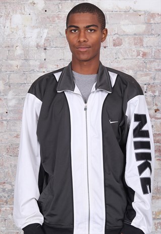 VINTAGE NIKE LOGO TRACK TOP JACKET GREY