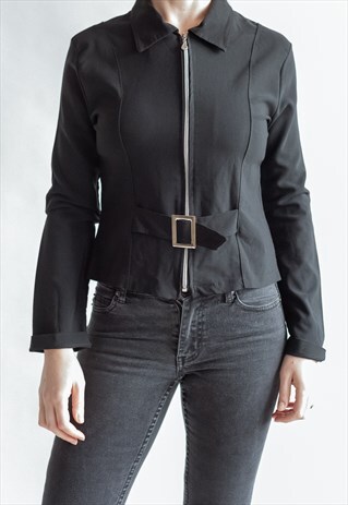 VINTAGE 90S MINIMAL BLAZER JACKET WITH BELT DETAIL