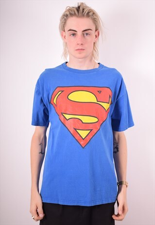 MENS VINTAGE T-SHIRT TOP XL BLUE 90S
