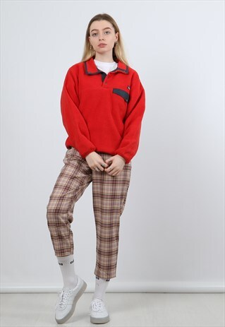 PATAGONIA RED SMALL 1/4 BUTTON SWEATSHIRT