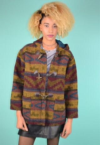 VINTAGE 90'S PATTERNED WOOL COAT