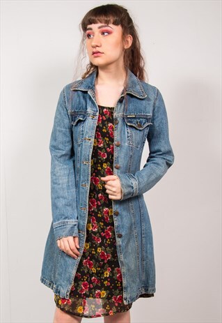 VINTAGE 90'S BLUE DENIM MAC JACKET