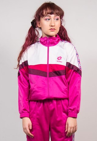 VINTAGE 90'S HOT PINK LOTTO FULL TRACKSUIT JACKET & TROUSERS