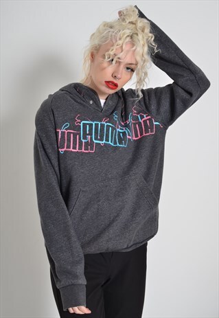 VINTAGE PUMA SWEATSHIRT HOODIE GREY