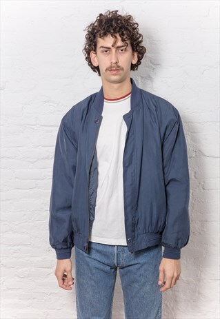 VINTAGE SILK BLUE BOMBER JACKET