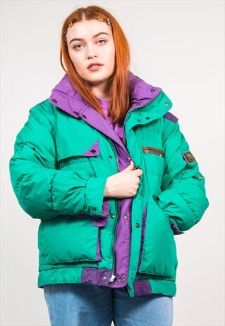 VINTAGE 90'S PURPLE REVERSIBLE THICK SKI PUFFER JACKET COAT