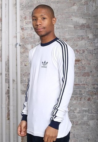 VINTAGE ADIDAS LONG SLEEVE LOGO T-SHIRT WHITE
