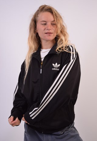 VINTAGE ADIDAS TRACKSUIT TOP JACKET BLACK
