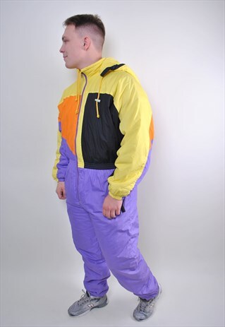 RETRO UNISEX MULTICOLOR SKI SUIT, VINTAGE PURPLE SNOW SUIT