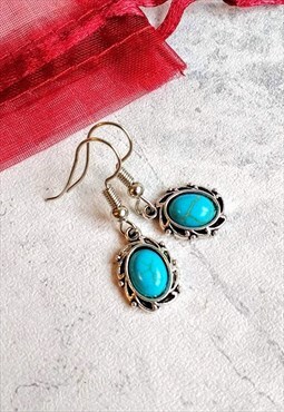 Turquoise Stone Antique-Style Earrings