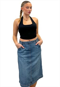 Vintage Y2k Denim Midi Skirt