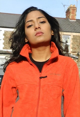 WOMEN'S ORANGE COLUMBIA ZIP UP FLEECE