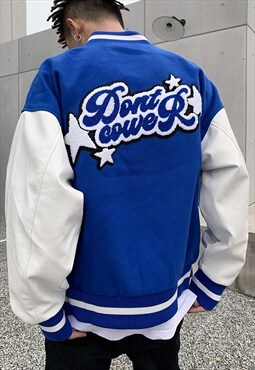 Blue Oversized Baseball Varsity jacket 