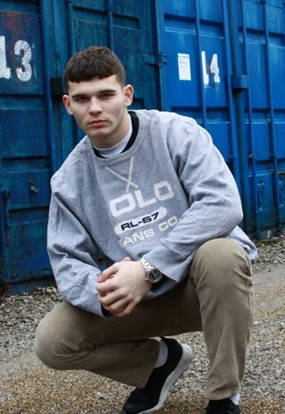 VINTAGE GREY POLO JEANS SWEATSHIRT