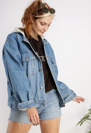 VINTAGE HOODIE LINED DENIM JACKET X393