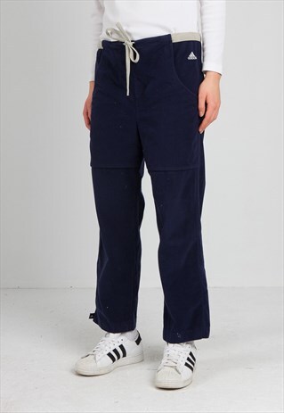 VINTAGE RETRO NAVY ADIDAS TRACK BOTTOMS JOGGERS