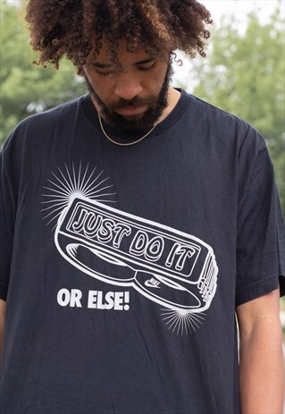 VINTAGE 00S NIKE LOGO JUST DO IT KNUCKLEDUSTER T SHIRT BLACK