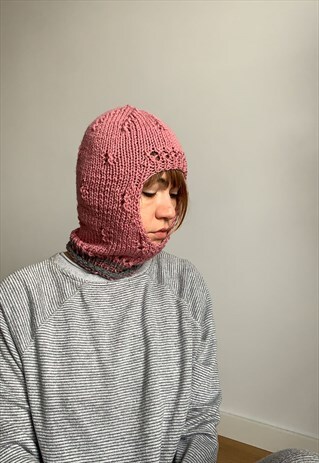 Hand Made Pink  Wool Balaclava