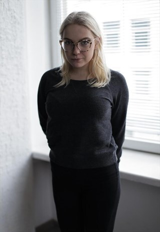 VINTAGE 90'S DARK GREY LONG SLEEVE JUMPER