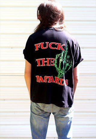 1990'S VINTAGE BLACK GRAPHIC THE EXPLOITED PRINT T-SHIRT