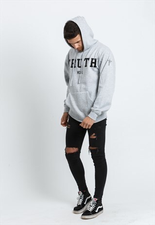 BLACK ON GREY STEEL CITY HOODED TOP