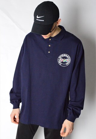 VINTAGE 90S NAVY BLUE POLO SHIRT