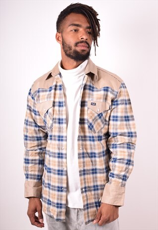 WRANGLER MENS VINTAGE SHIRT LARGE MULTI CHECK 90S