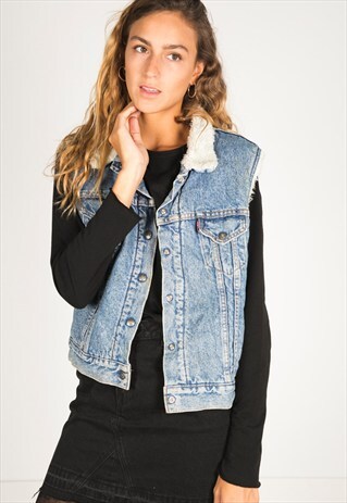 LAST UNIT SALE / VINTAGE 80S LEVIS WINTER DENIM WAISTCOAT