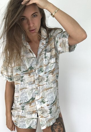 PATTERNED OVERSIZED RETRO VINTAGE UNISEX FESTIVAL SHIRT