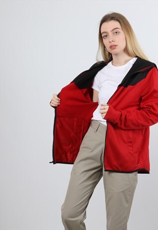 VINTAGE CHAMPION MEDIUM RED SPORTS ZIPPED HOODIE