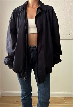 Vintage 90s oversized windbreaker coat in dark navy blue