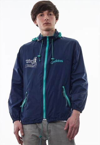 VINTAGE ADIDAS ORIGINALS TRACKSUIT WINDBREAKER 90S NAVY BLUE