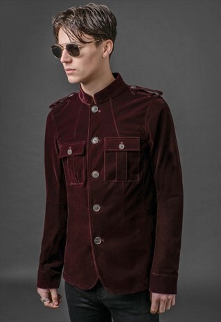 MENS RETRO BURGUNDY 1962 VELVET JACKET