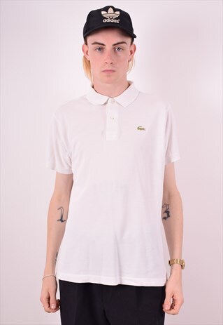 LACOSTE MENS VINTAGE POLO SHIRT MEDIUM WHITE 90S