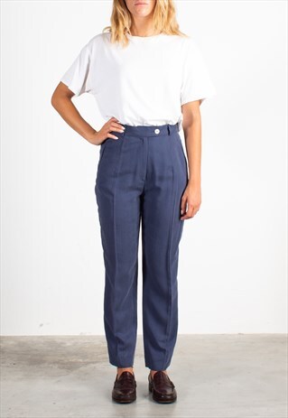 WOMEN'S LES COPAINS BLUE VISCOSE TROUSERS