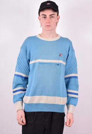 MENS VINTAGE JUMPER SWEATER MEDIUM BLUE 90S