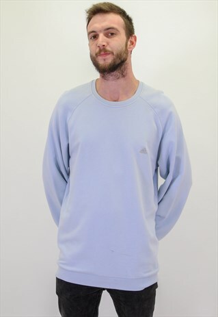 VINTAGE ADIDAS SIMPLE SWEATER IN BLUE XL