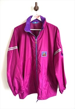 Vintage Windbreaker Raincoat Sports Jacket with Hood Parka