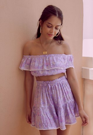 PALM COLLECTIVE FLORAL OFF THE SHOULDER TOP