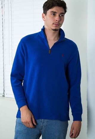 VINTAGE POLO RALPH LAUREN 1/4 ZIP JUMPER SWEATSHIRT 90S 18.1