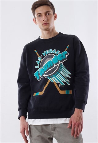 VINTAGE THUNDERBIRDS LAS VEGAS NHL CREW NECK 90S BLACK