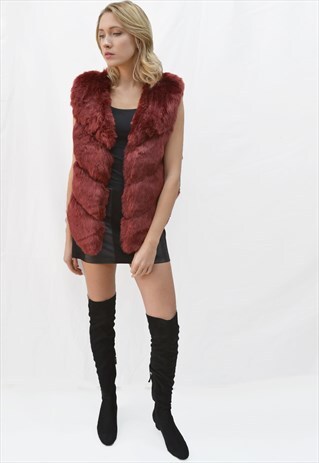 FAUX FUR GILET (BURGUNDY)